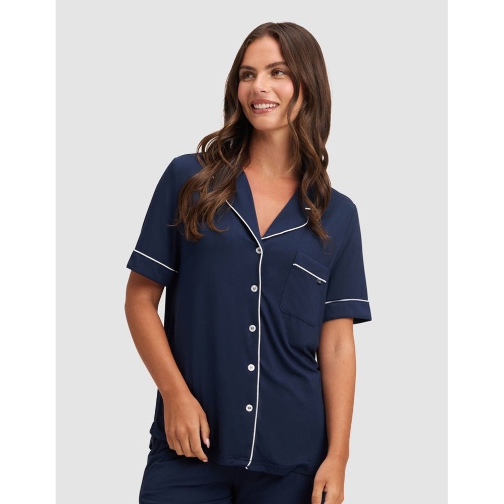 Cozy Earth Bamboo Stretch Knit‎ Pajama Top Mini Dot Navy XXXL New With Tags